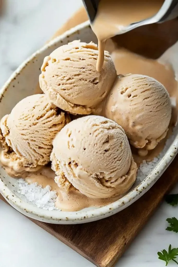 Delicious homemade coffee ice cream in a bowl with coffee beans