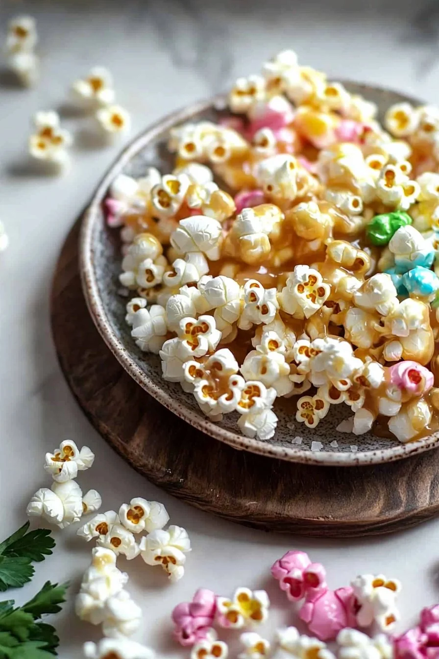 Homemade Colorful Caramel Popcorn Treats