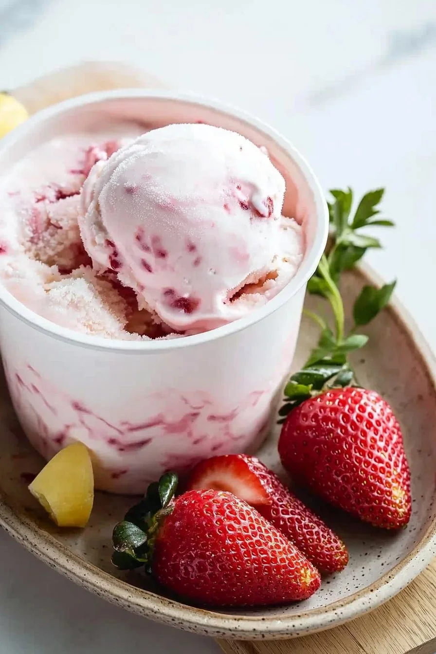 Homemade Strawberry Cottage Cheese Ice Cream