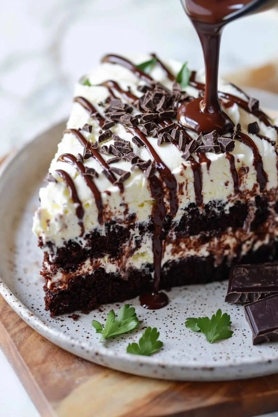Hot Fudge Swirl Ice Cream Cake