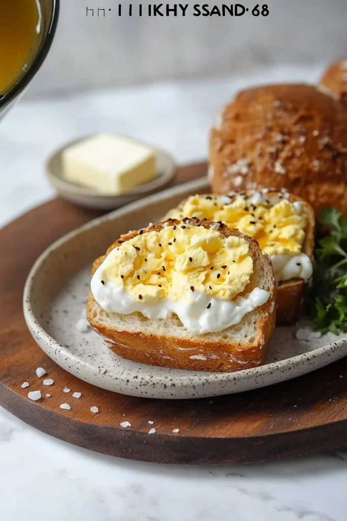 Japanese egg sandwich with creamy filling and soft bread