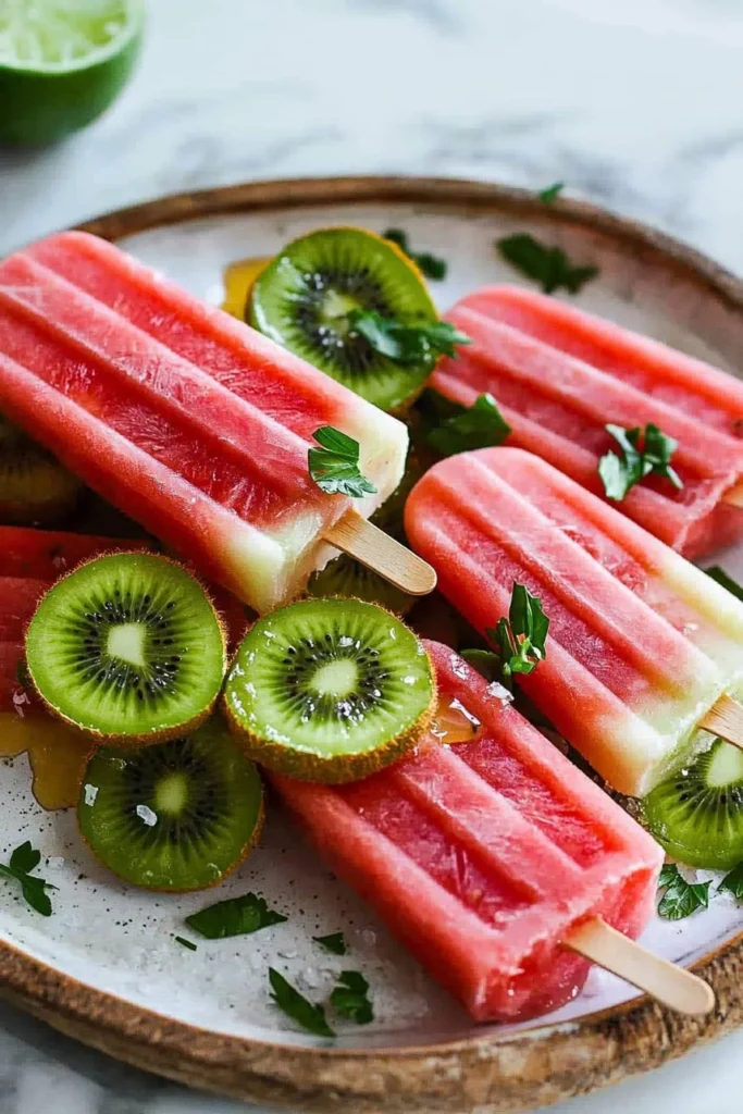 Homemade Kiwi Watermelon Popsicles bursting with fresh fruit flavor