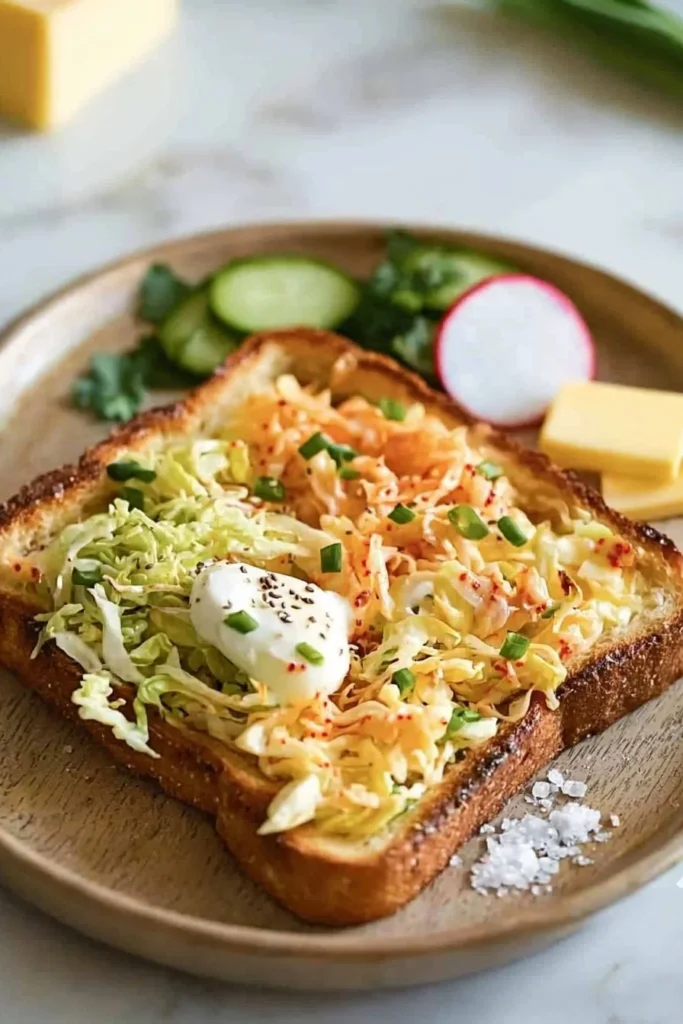 Delicious Korean Street Toast with eggs, vegetables, and sauce on toasted bread.