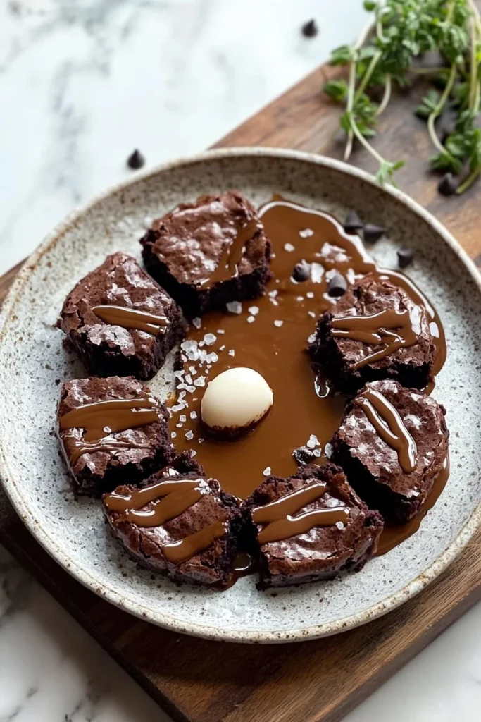 Delicious mini skillet brownie served warm with chocolate drizzle