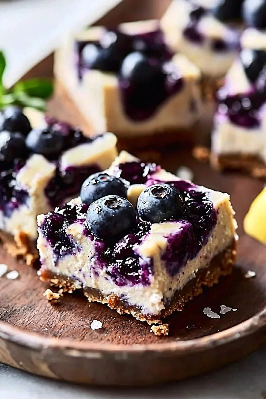 No Bake Vegan Blueberry Cheesecake Bars