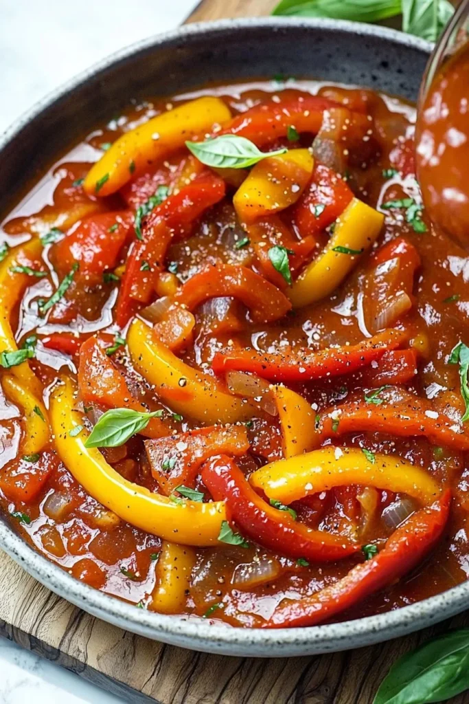 Delicious bowl of pepper stew with vegetables and meat