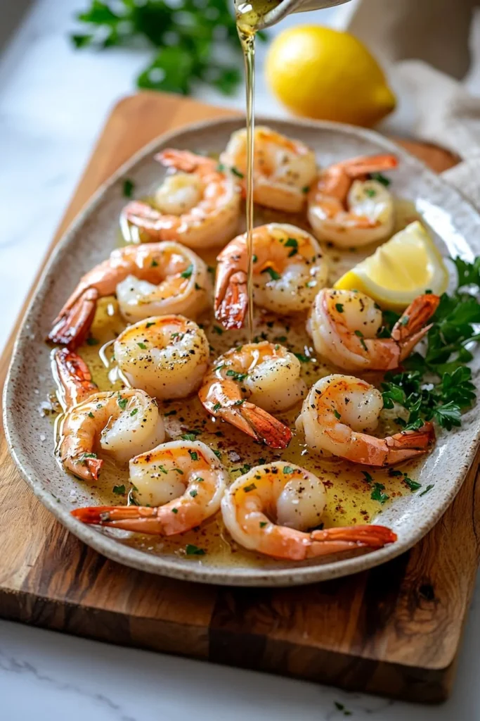 Delicious oven broiled shrimp tails served on a platter