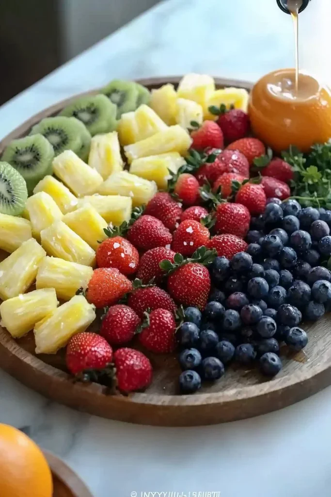 Colorful and fresh Rainbow Fruit Board showcasing a variety of fruits.