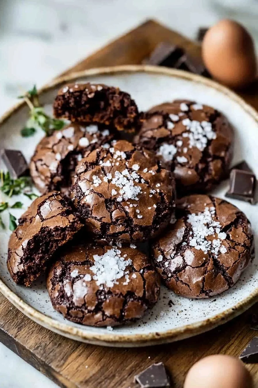 Salted Brownie Crinkle Cookies