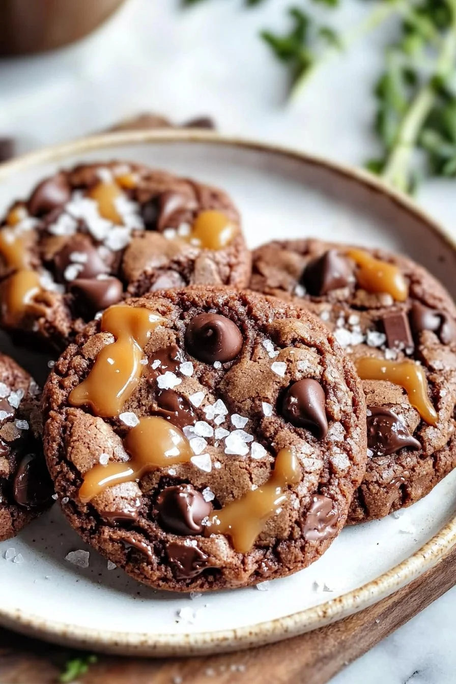 Sea Salt Caramel Cookies With Double Chocolate