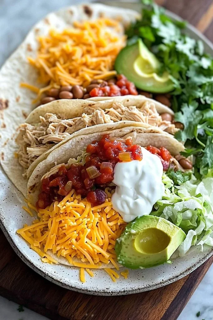 Delicious Seven Layer Chicken Burritos with colorful layers and toppings