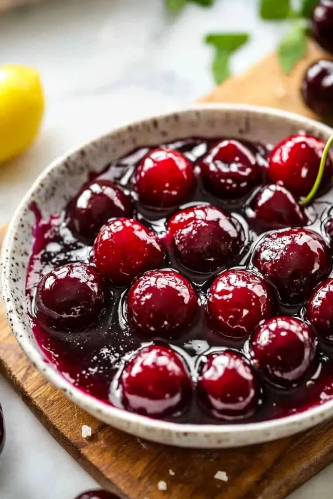 Homemade cherry pie filling made with fresh cherries and sugar