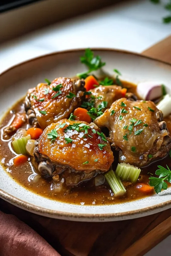 Delicious slow-cooker chicken osso bucco made with chicken thighs