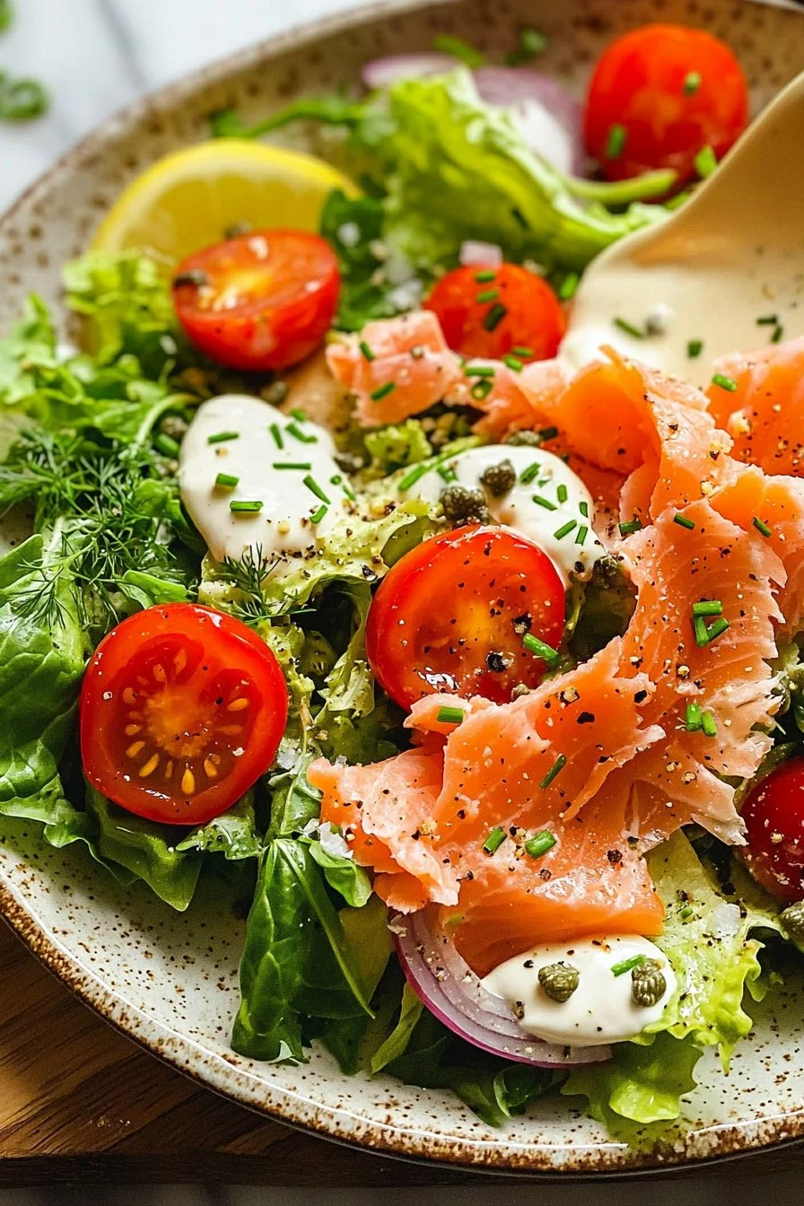 Smoked Salmon Salad in Creamy Caper Chive Dressing