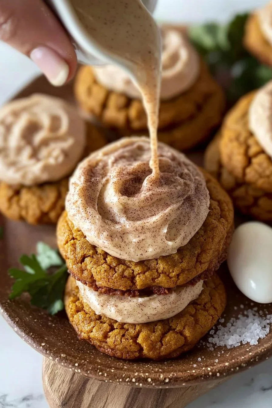 Soft Pumpkin Cookies with Cinnamon Frosting