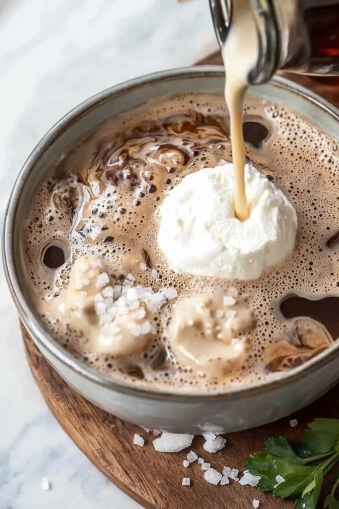 A glass of Southern Coffee Punch garnished with mint, featuring coffee and spices.