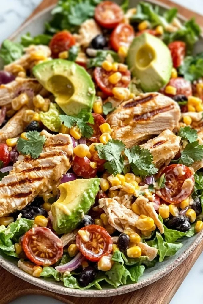 Vibrant Southwest Chicken Salad with grilled chicken, corn, and avocado