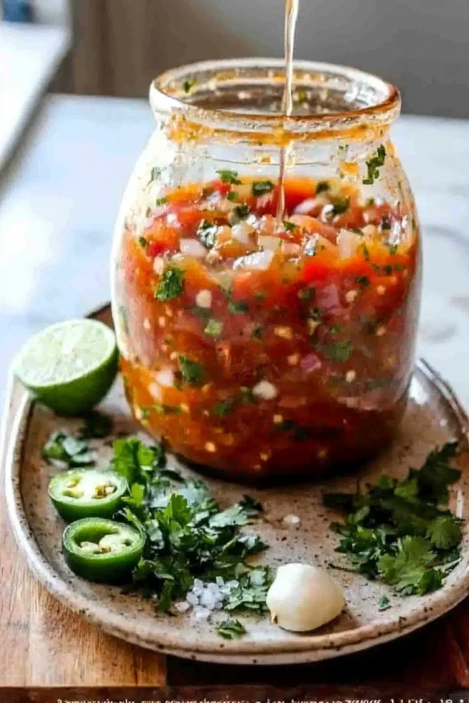 Bowl of spicy hot salsa with fresh ingredients and vibrant colors