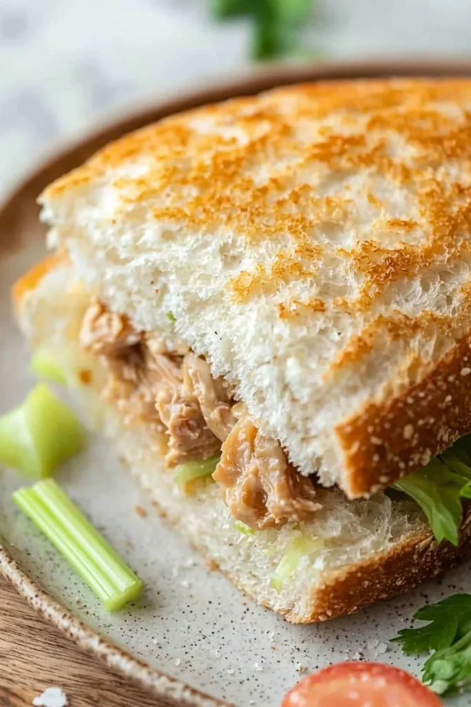 Delicious homemade tuna sandwich with fresh ingredients