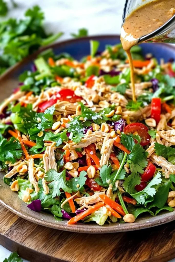 Delicious Thai Chicken Salad with fresh vegetables and juicy chicken pieces