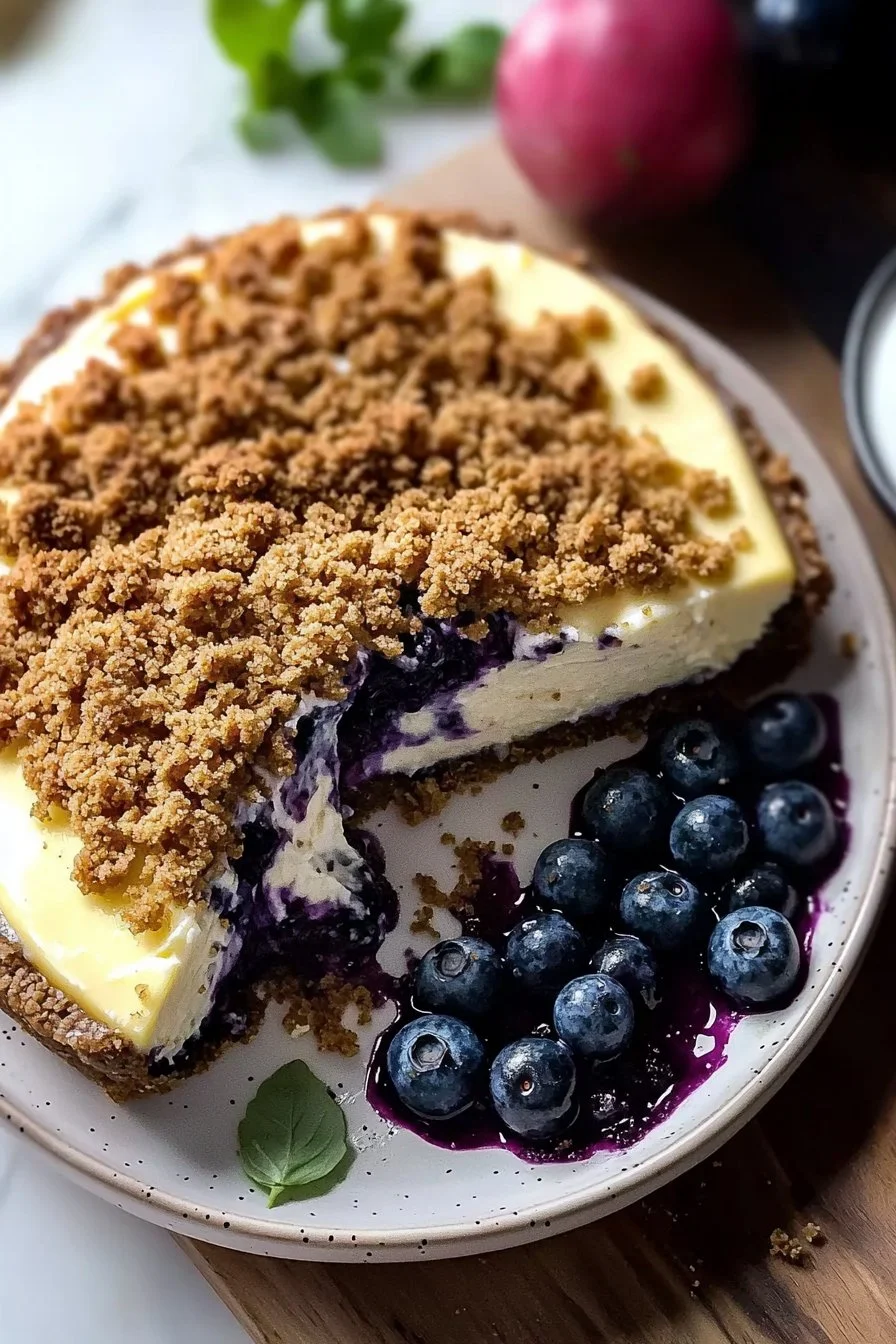 The Best Blueberry Crumble Cheesecake