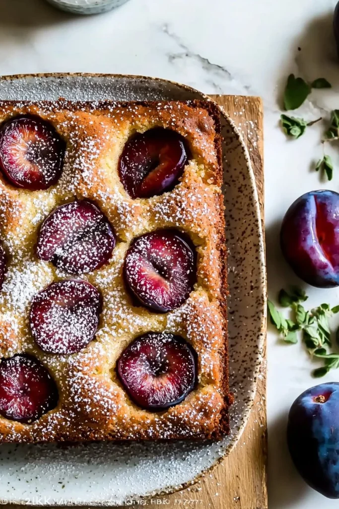 Delicious Vegan German Plum Cake with fresh plums and a moist, fluffy texture