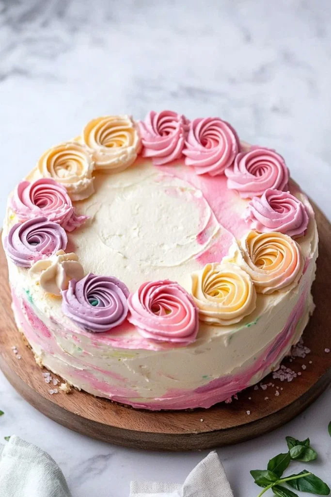 Beautiful watercolor cake decorated with vibrant colors and artistic designs