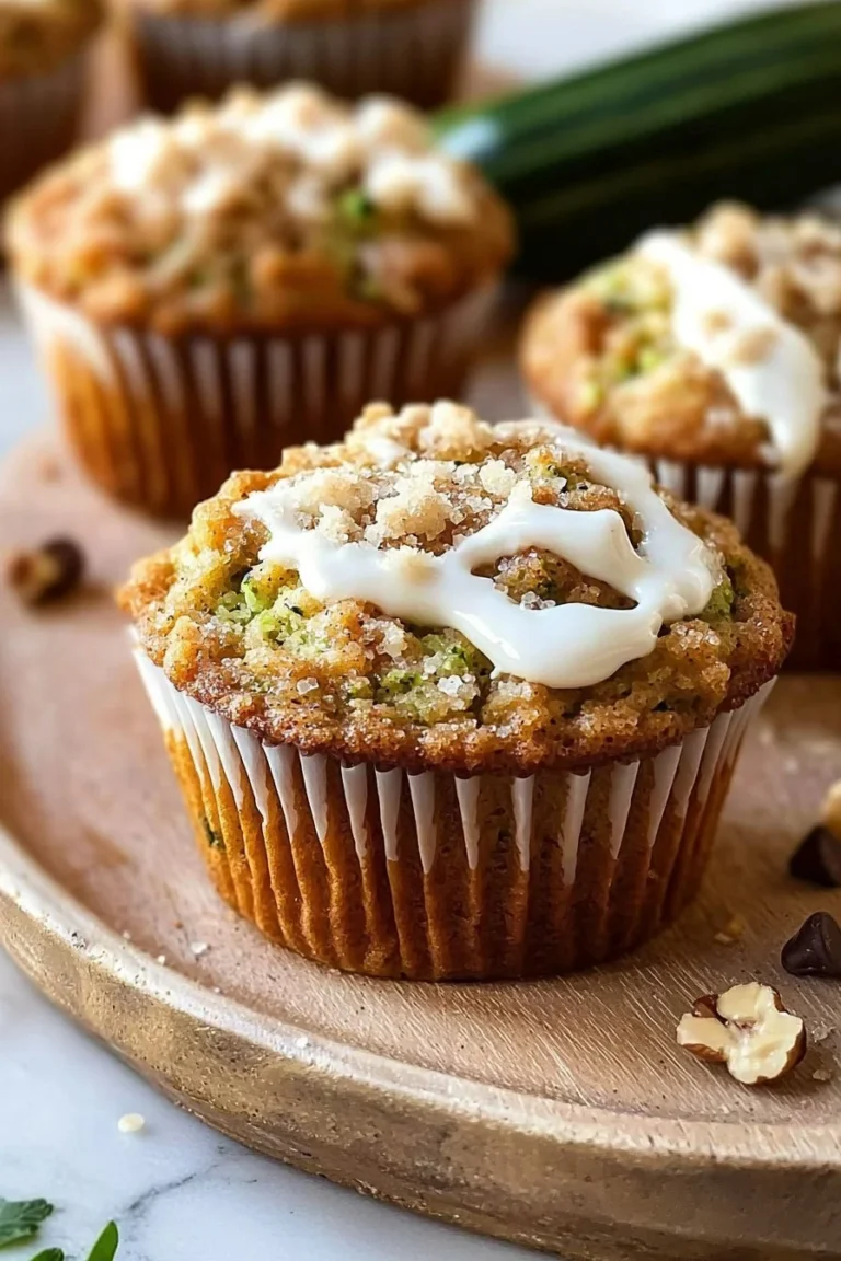 Delicious zucchini coffee cake muffins on a rustic table.