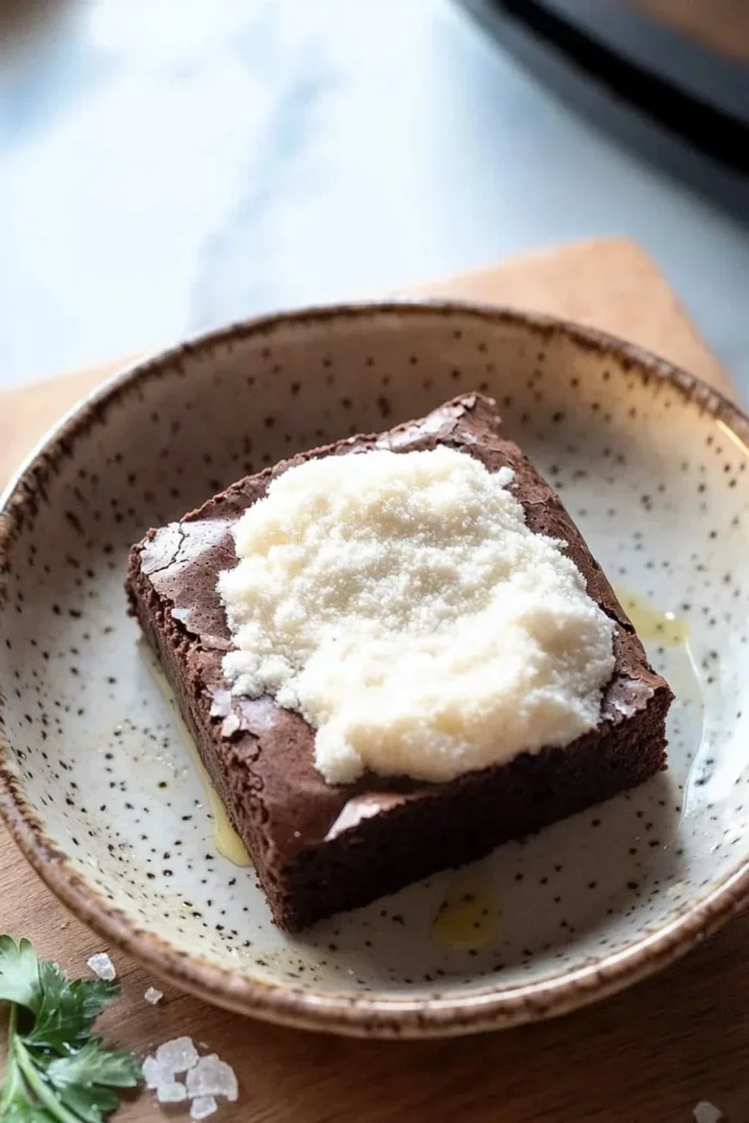Delicious 1 minute microwave brownie freshly baked in a mug