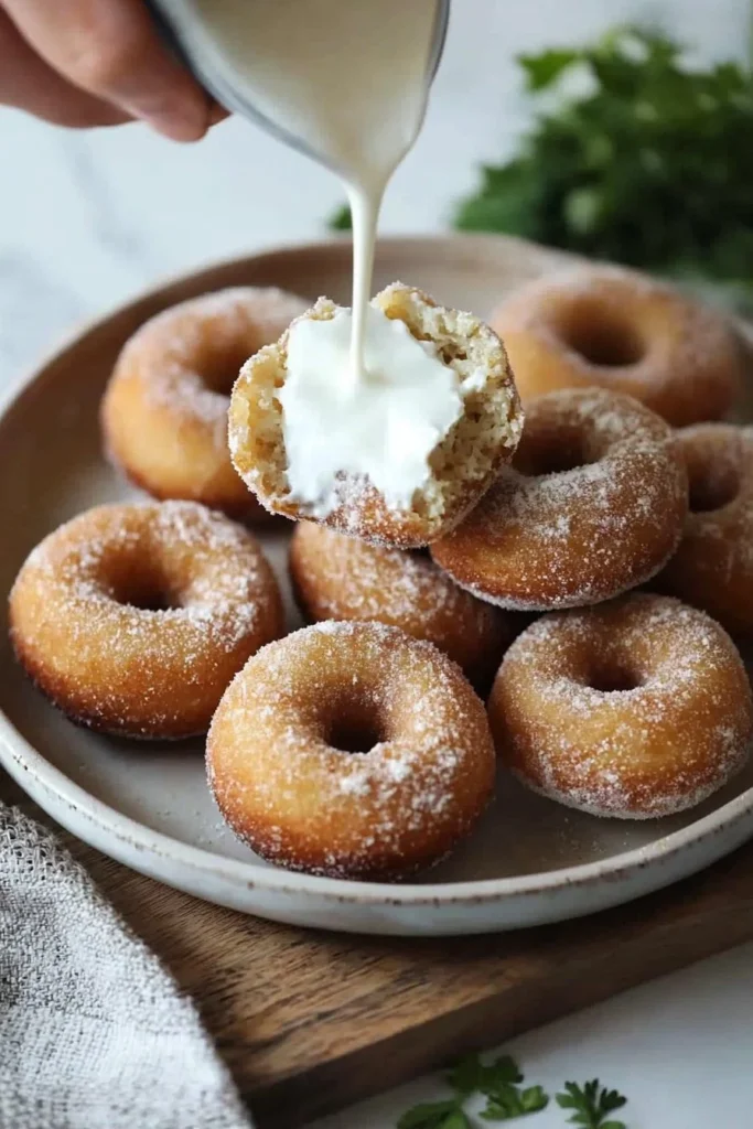Easy homemade 2 ingredient donuts ready to enjoy.