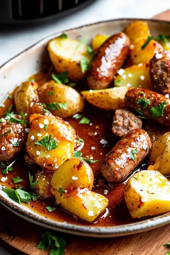 Air Fryer Beef Sausage and Potatoes Meal Recipe