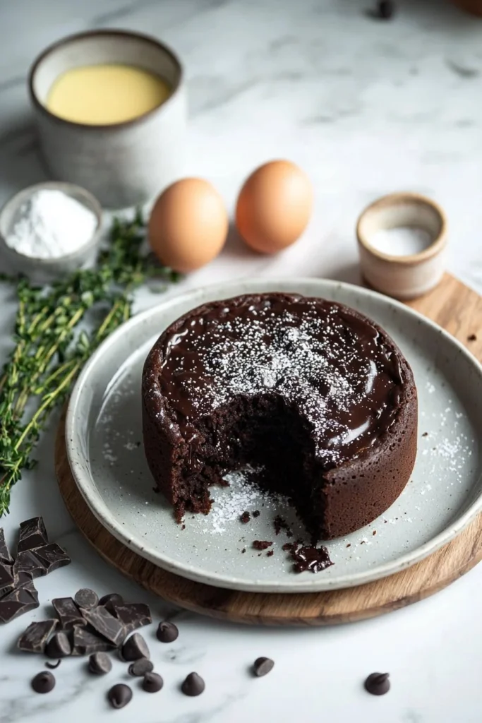 Air Fryer chocolate lava cake with gooey molten center