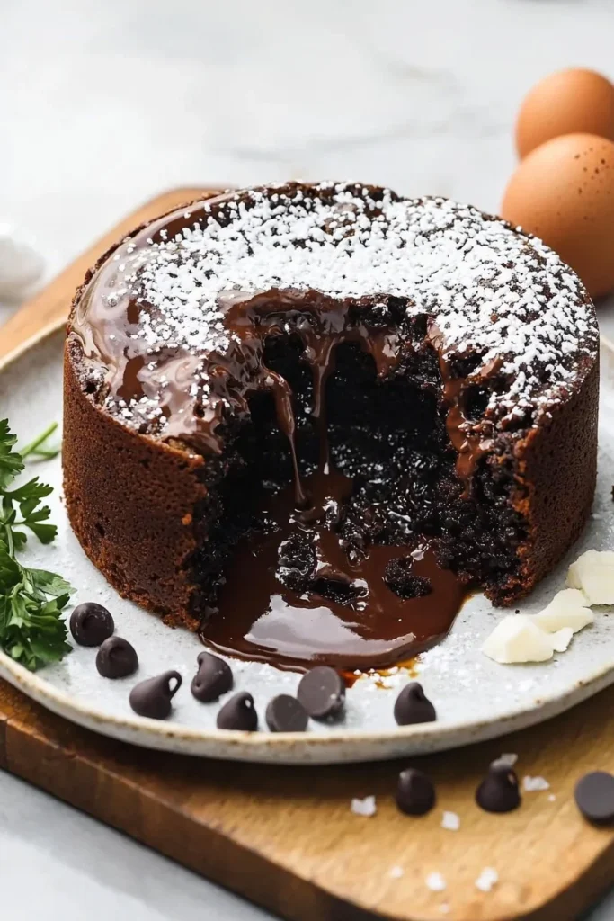 Delicious Air Fryer Lava Cake with molten chocolate center
