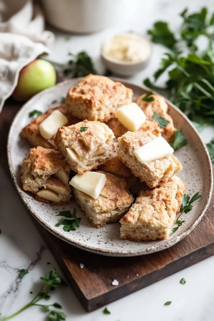 Freshly baked apple cinnamon scones with a golden brown crust