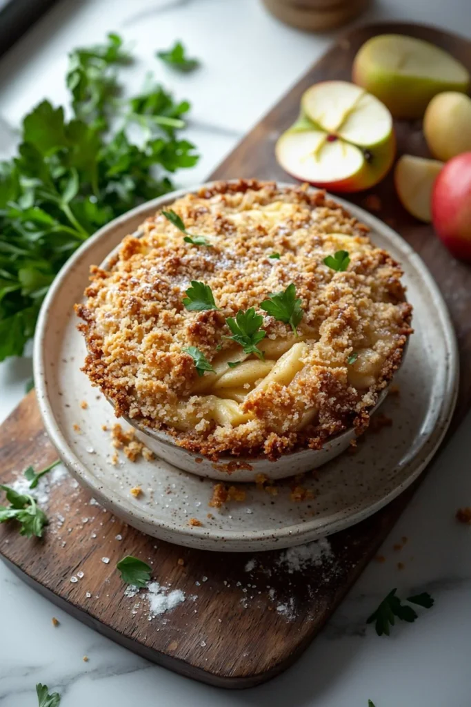 Deliciously baked Apple Crumble Cake with a crunchy topping and fresh apple filling