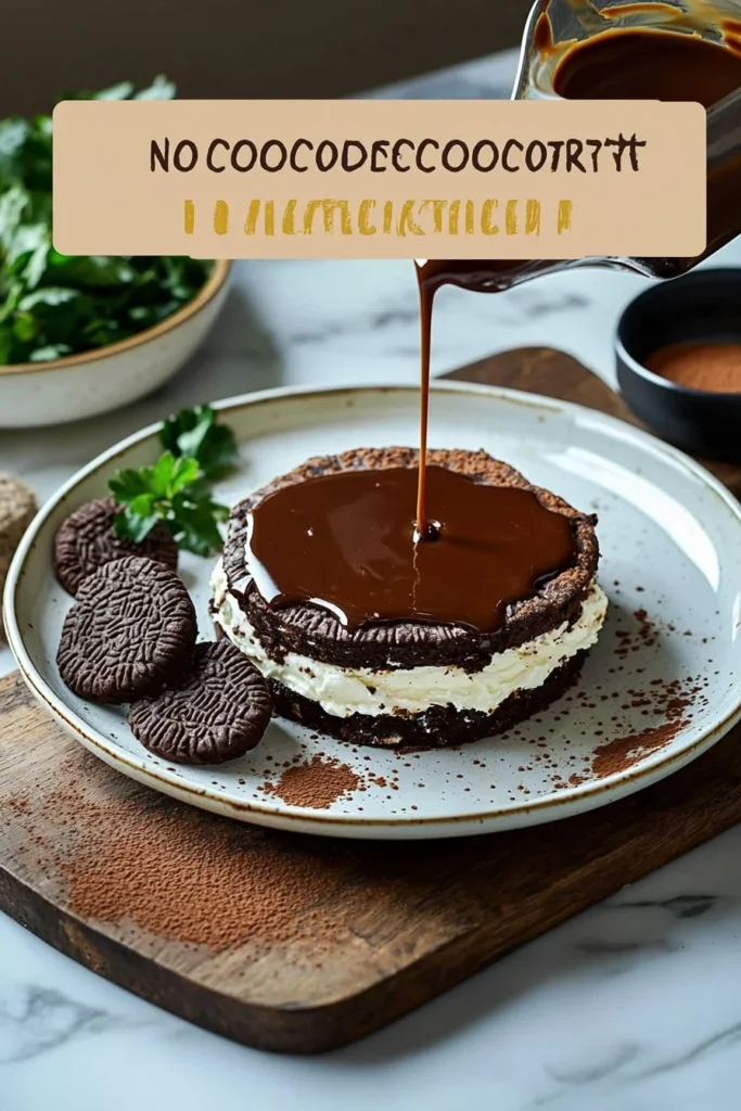 Layered Argentine No Bake Chocotorta dessert with cookies and dulce de leche