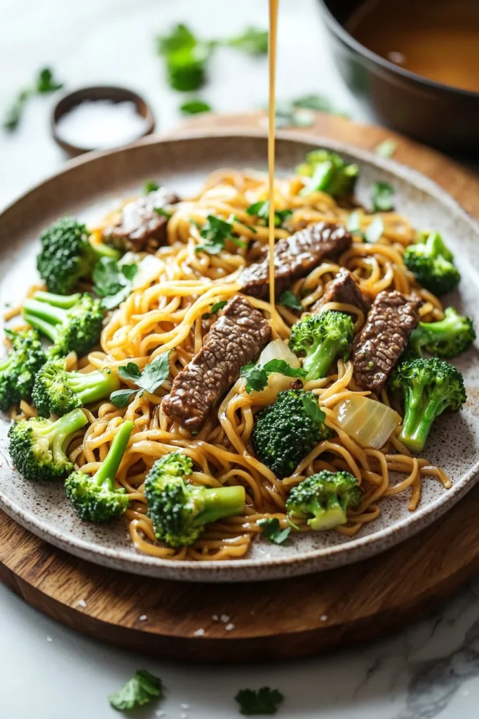 Delicious Beef and Broccoli Lo Mein with tender beef and fresh vegetables