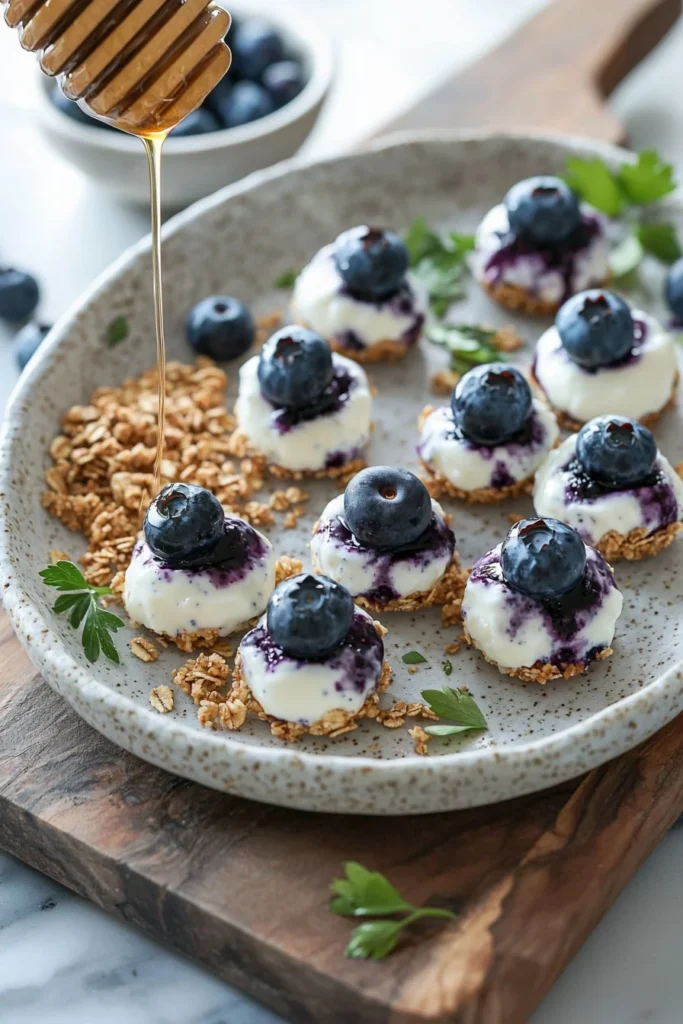 Blueberry Greek yogurt bites, a healthy and tasty snack alternative.