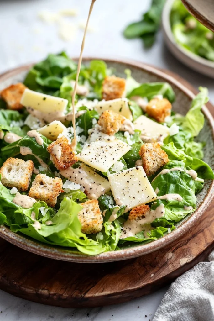 Fresh Caesar Salad with romaine lettuce, croutons, and parmesan cheese