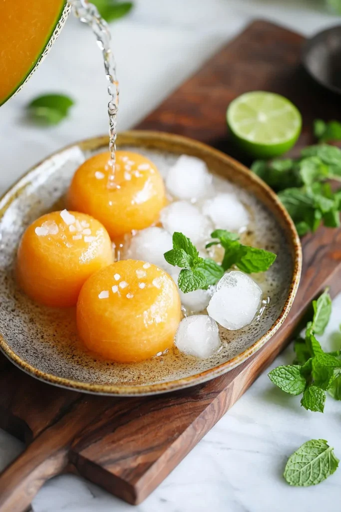 Refreshing Cantaloupe Fresh Water infused with summer flavors