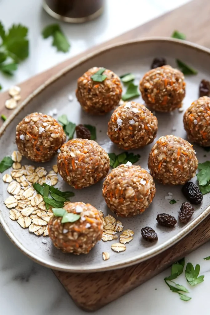 Delicious Carrot Cake Energy Balls made with wholesome ingredients.