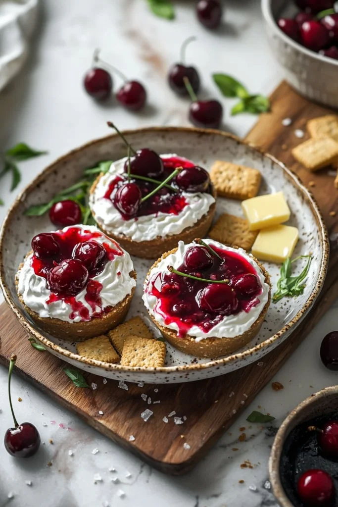 Delicious Cherry Cream Dessert Cups topped with fresh cherries and whipped cream