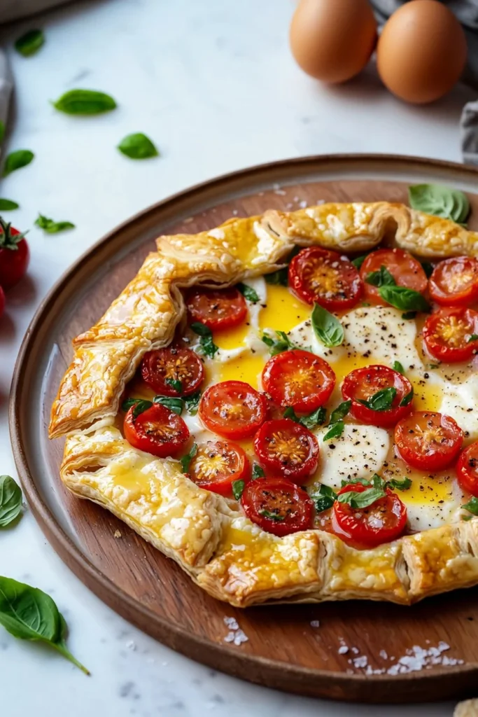 Cherry Tomato and Cheese Galette with fresh ingredients