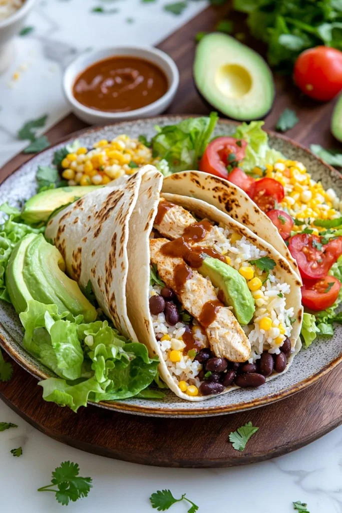Delicious Chipotle Ranch Grilled Chicken Burrito with fresh ingredients