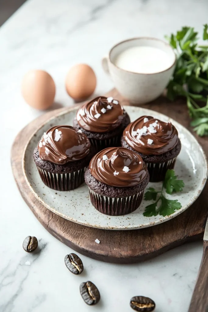 Chocolate coffee cream cupcakes with rich chocolate frosting and coffee infusion