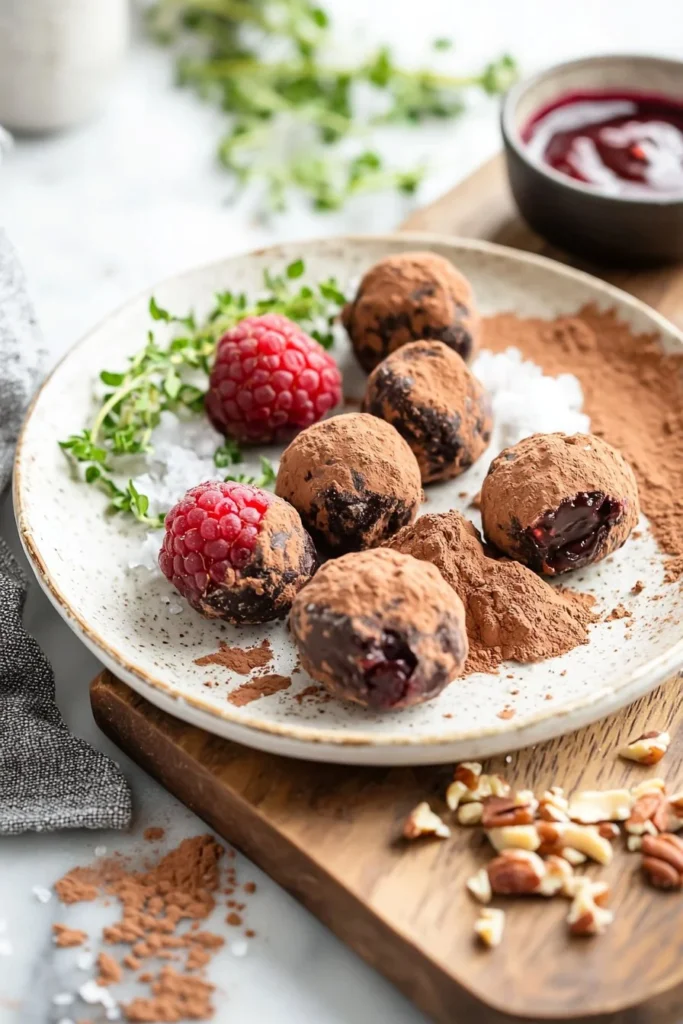 Delicious Chocolate Raspberry Truffles ready to enjoy