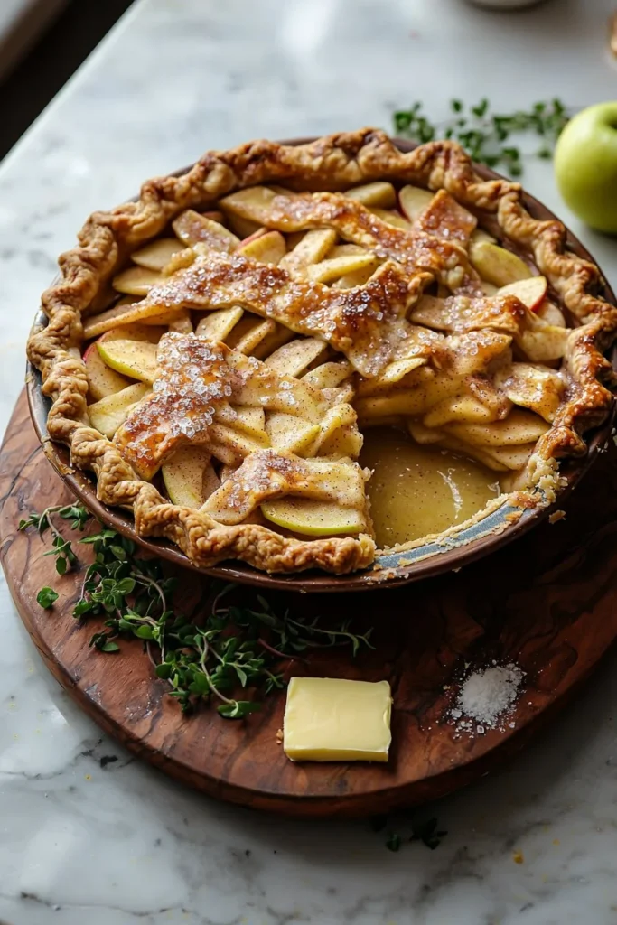 Delicious homemade Cinnamon Apple Pie with golden crust and spiced apple filling