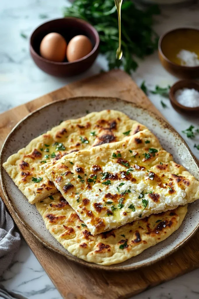 Delicious homemade cottage cheese flatbread served with fresh toppings