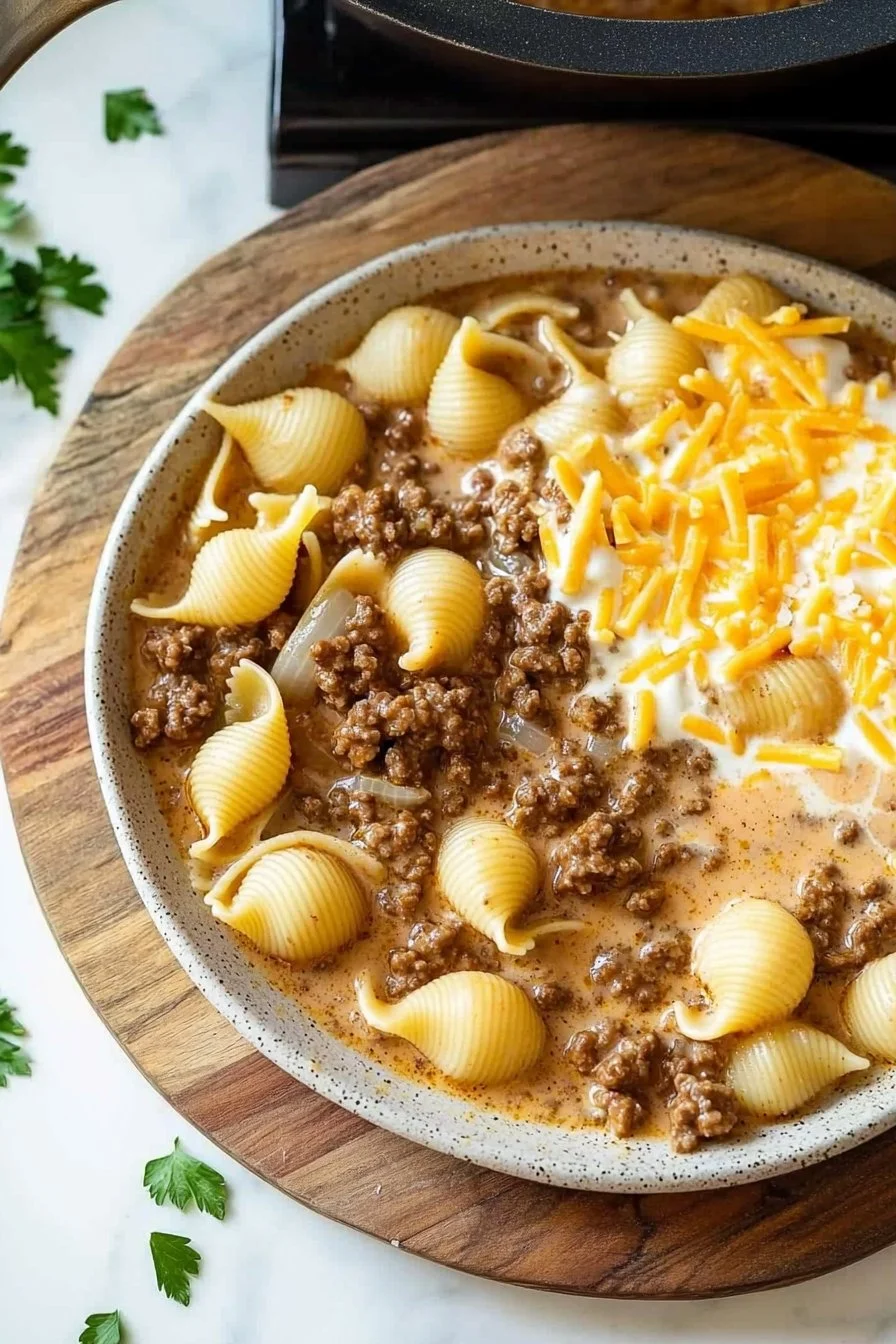 Creamy Beef and Shells
