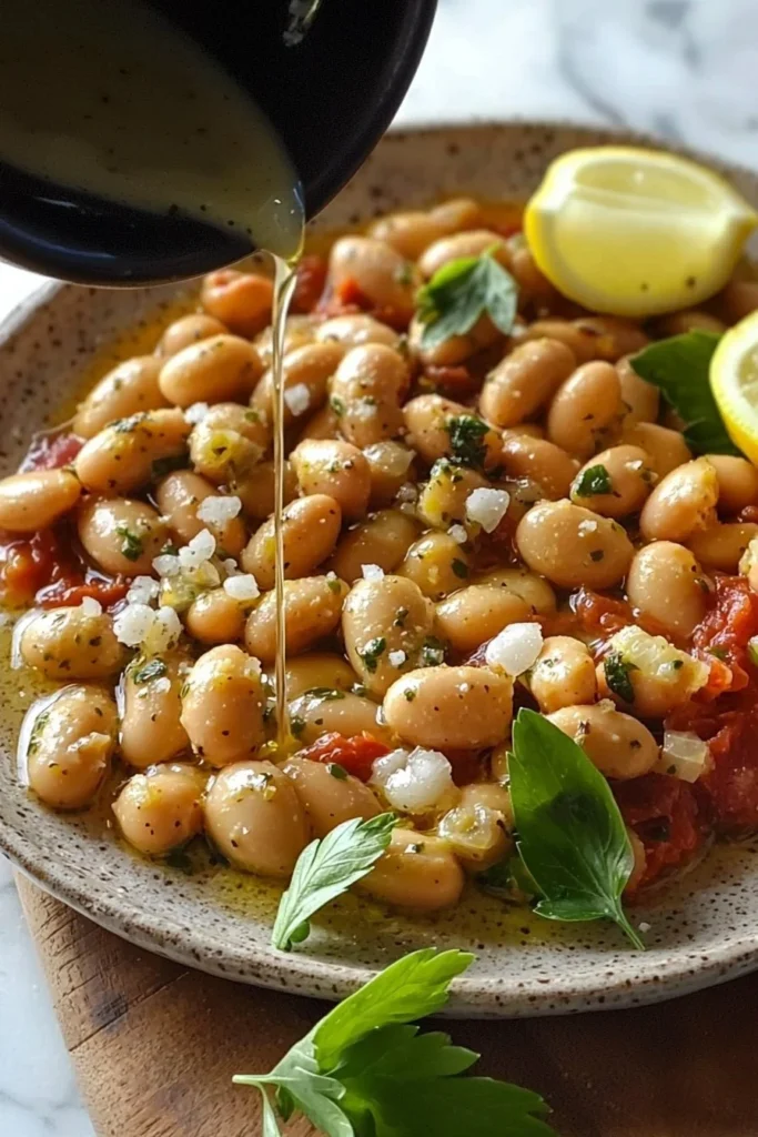 Creamy butter beans Mediterranean recipe served in a bowl